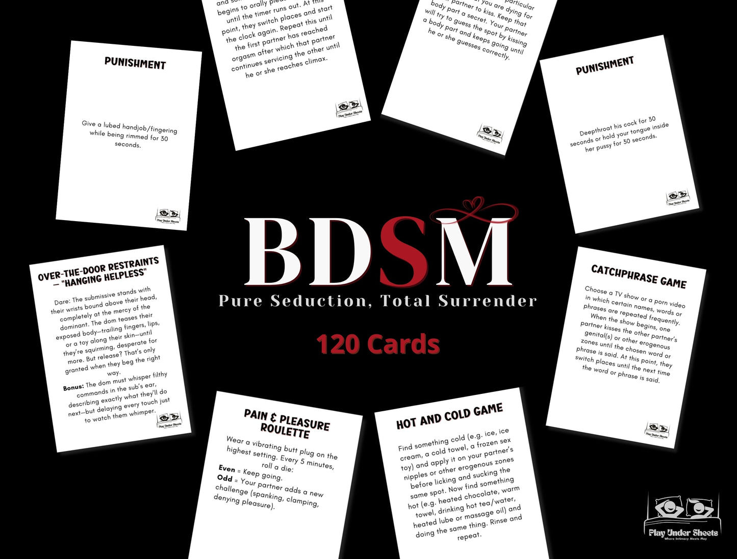 Sexy BDSM couples game with printable cards for foreplay, dares, and adult fun at home