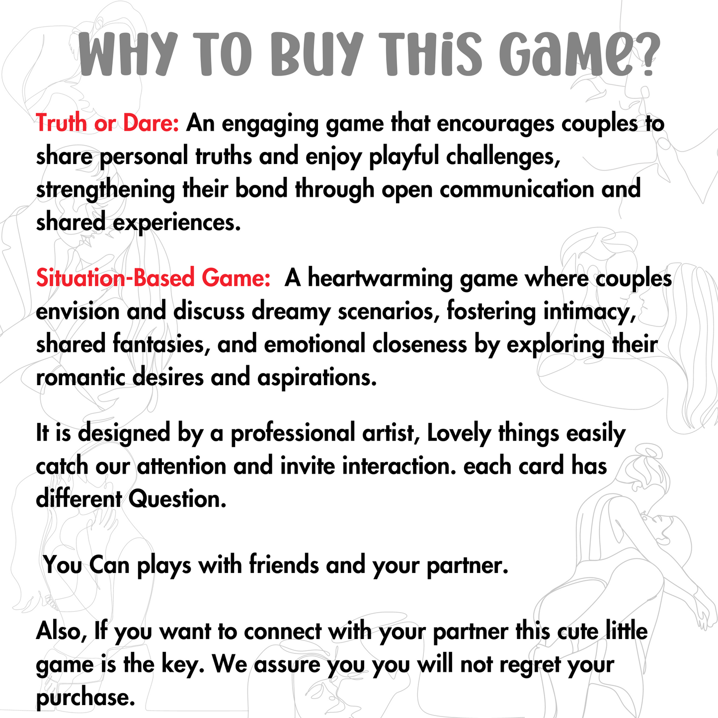 Digital adult card game that helps couples break the ice and ignite chemistry through truth and dare questions