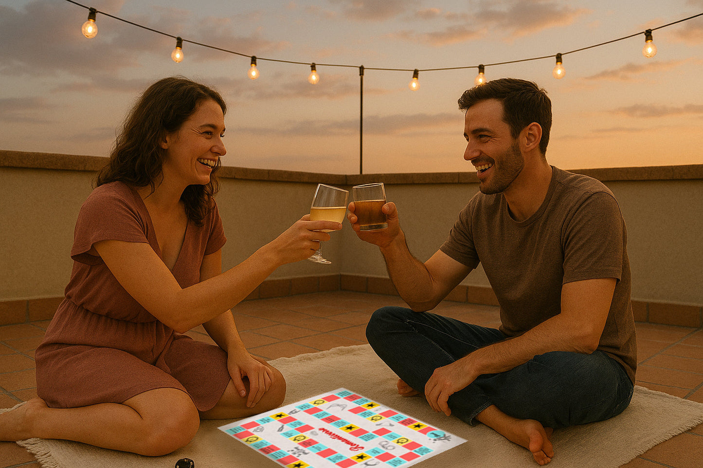 Woman surprising her girlfriend with Romantiverse board game as the perfect lesbian Valentine’s Day gift