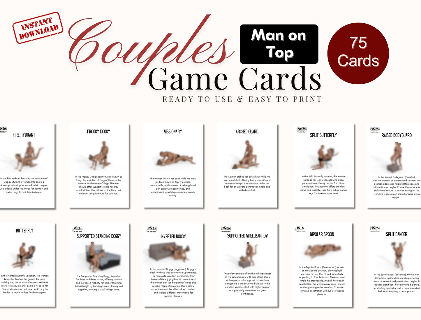 Man on Top adult card game for couples looking to boost romance, explore new positions, and build deeper intimacy with a downloadable sexy deck.