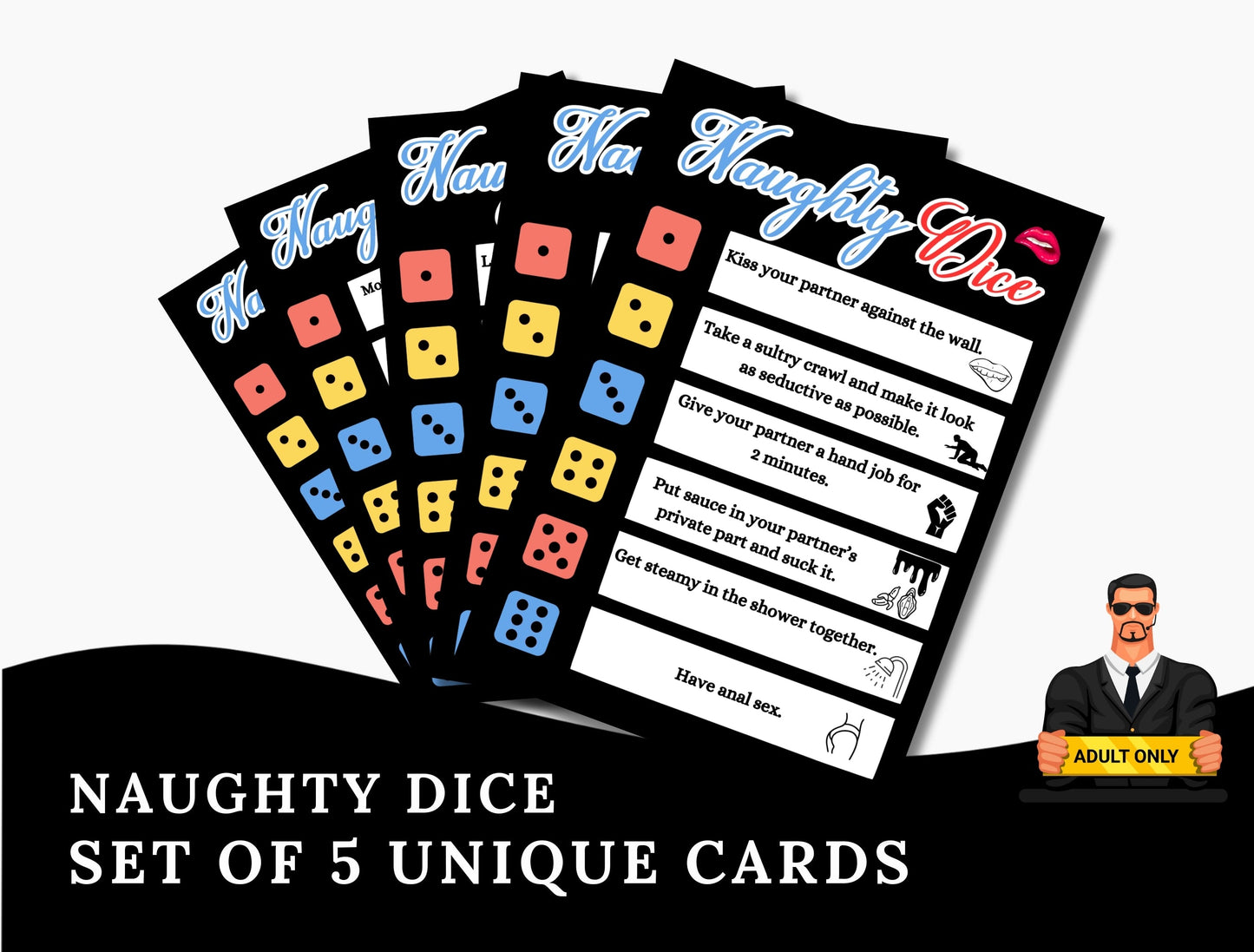 Sexy couple’s bedroom dice game digital download – perfect for anniversaries, Valentine’s Day, or hot nights in with your partner.