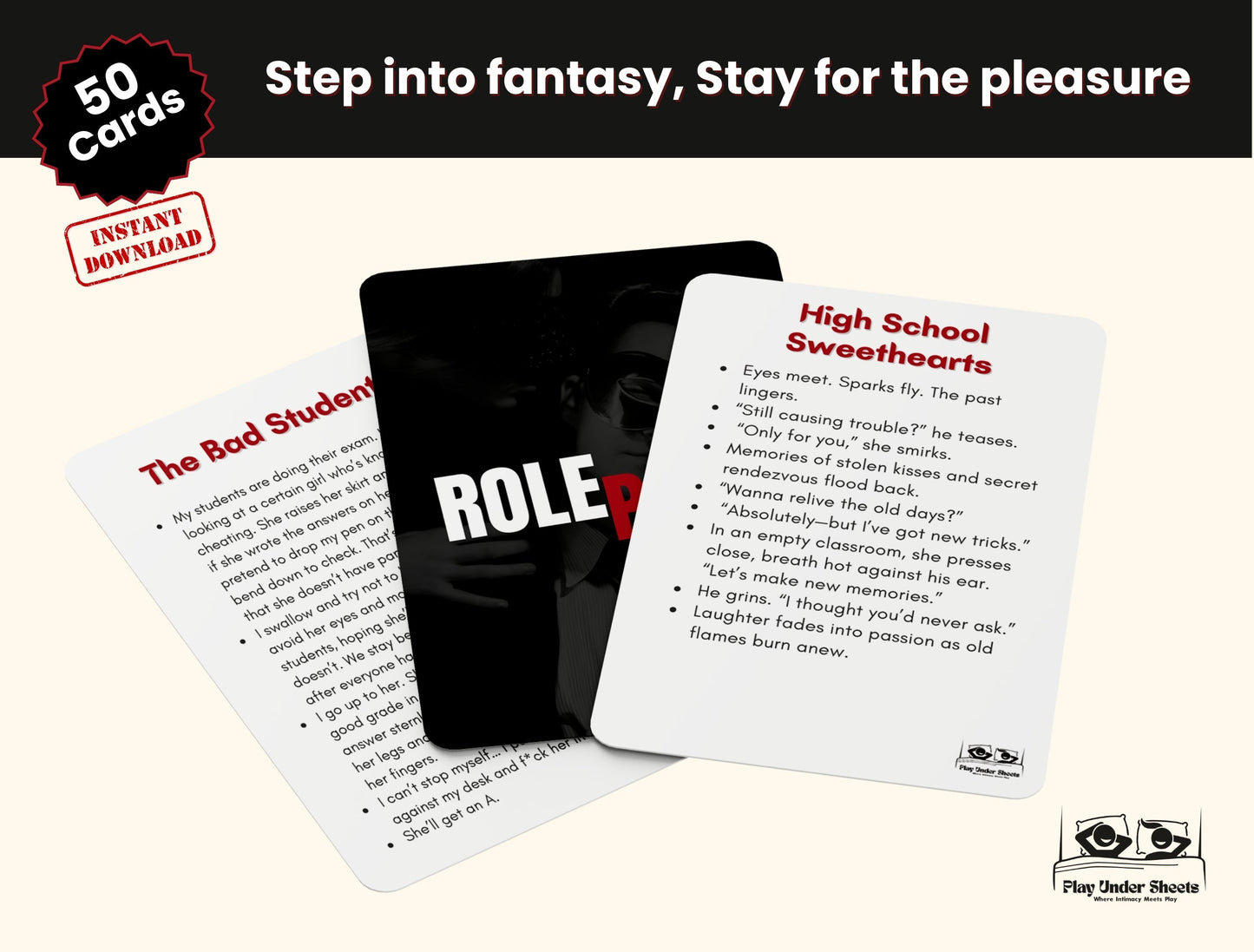 Fun and naughty foreplay card game for couples – digital download perfect for date nights, weekends, or anytime you need to spice things up.