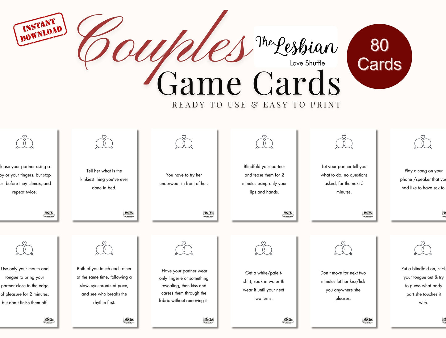 Intimate LGBTQ+ foreplay card game for lesbian couples looking to explore deeper bedroom connection