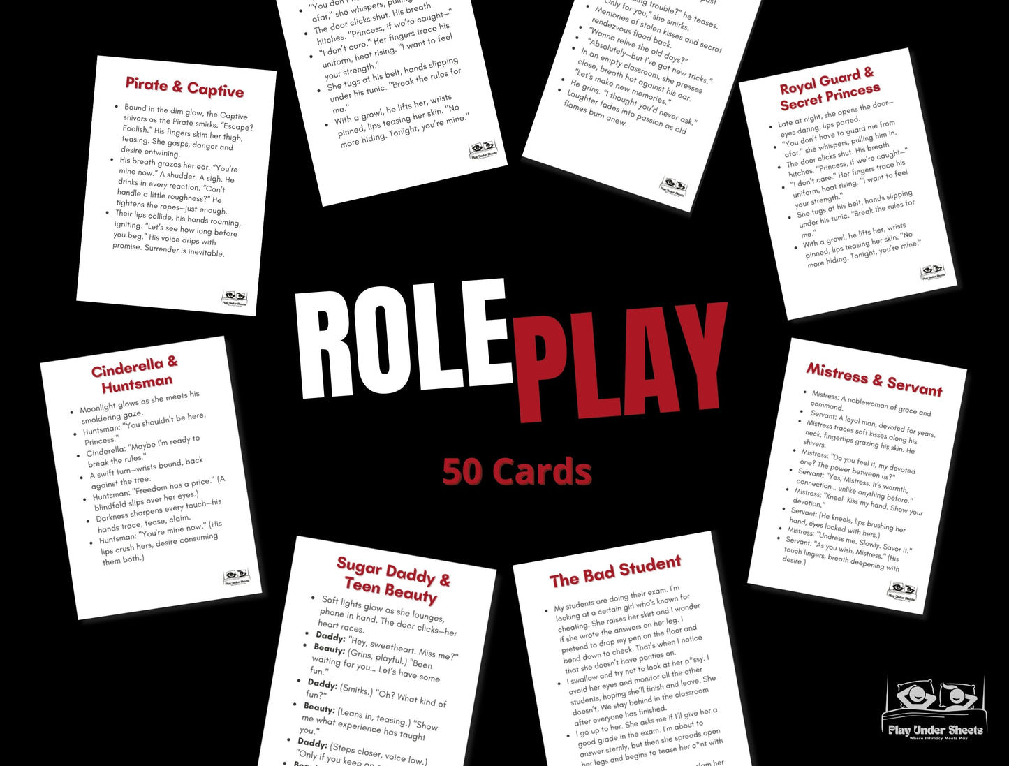 Steamy and seductive digital couple’s game with kinky roleplay scenarios, ideal for LGBTQ+, straight, or queer couples.