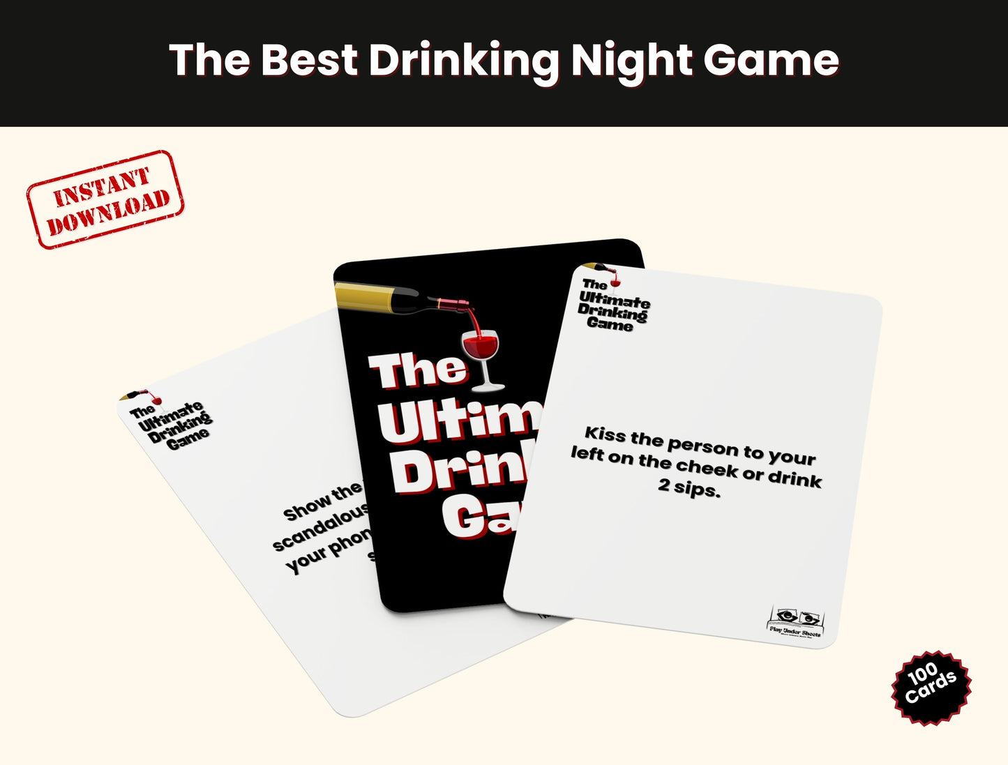 Foreplay-focused drinking card game for couples, featuring unique challenges, intimate prompts, and naughty instructions.