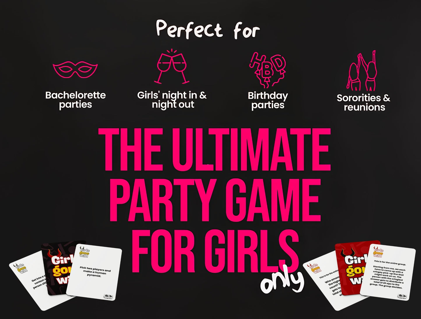 Flirty and fun digital download card game for LGBTQ+ women’s parties