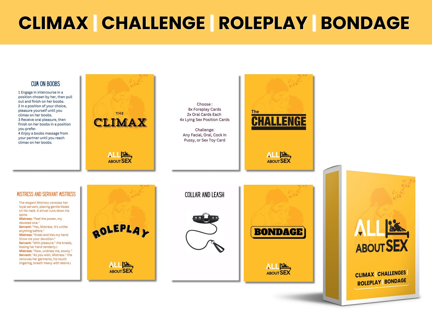 From foreplay to fantasy – All About Sex is your all-in-one intimacy game for adults.