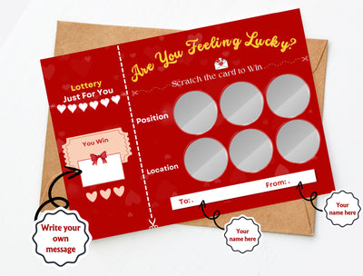 A romantic scratch card game for couples to spice up their date night with flirty challenges and fun intimacy prompts.