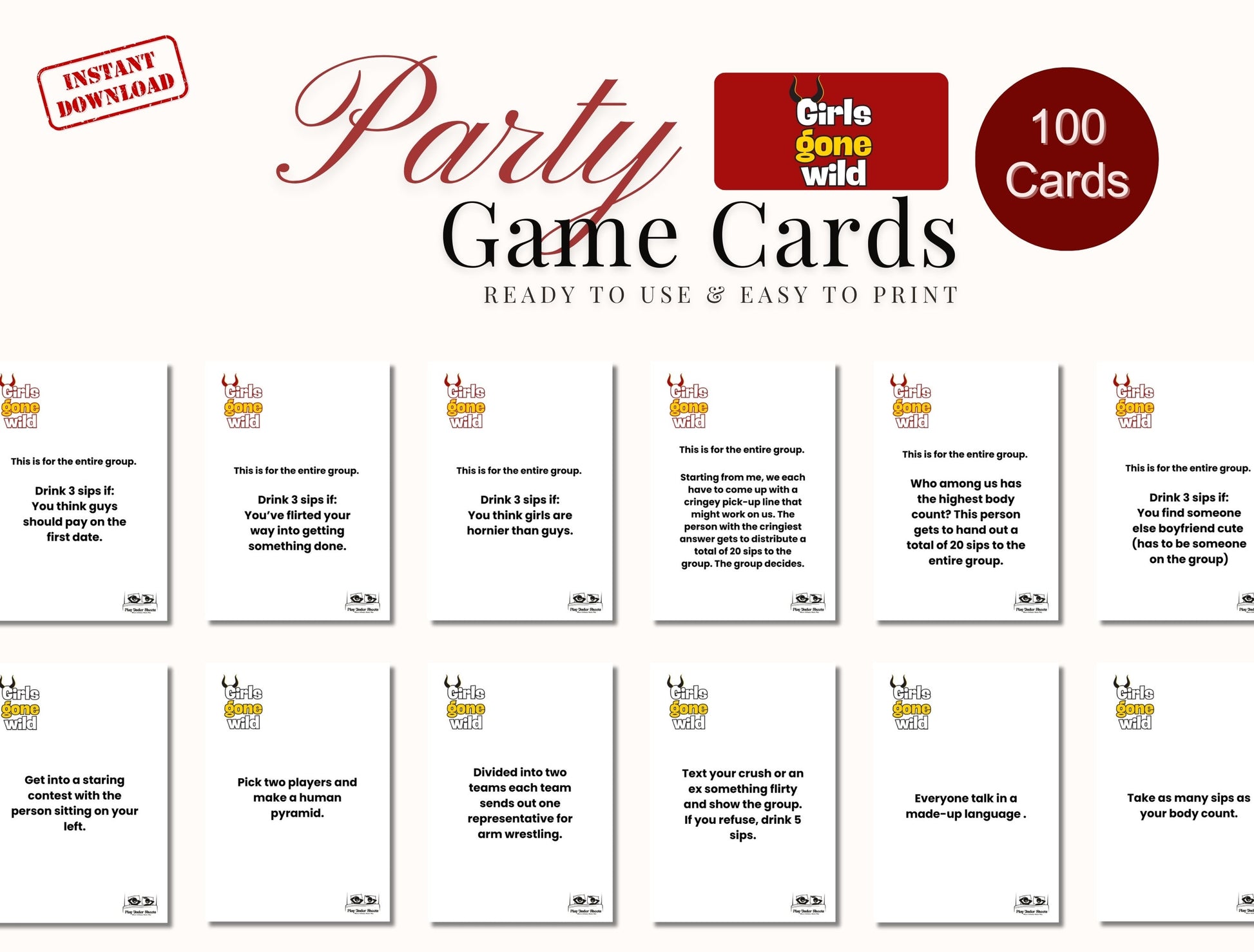 Printable adult bachelorette party game for wild women and bridesmaids