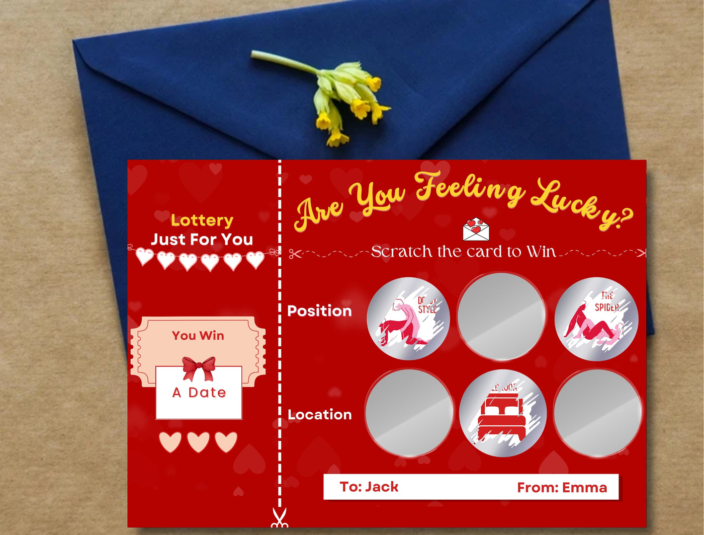 Creative and naughty game for couples looking to explore their romantic boundaries with fun scratch-off dares.