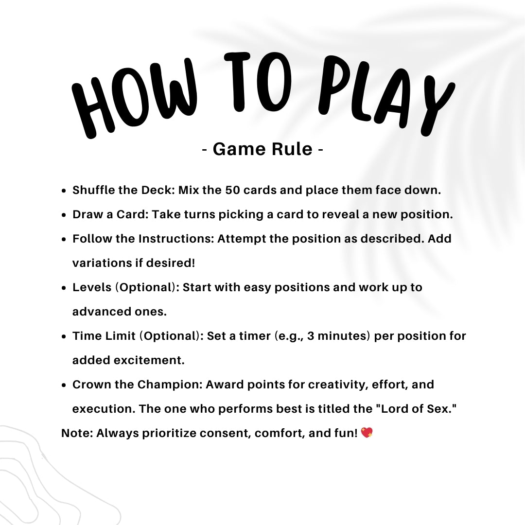 Sex Position Card Deck Game – Foreplay, Kama Sutra, Roleplay, Dares & Couple Challenges