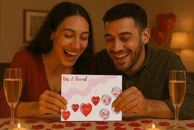 Valentine's Day gift idea – Kiss & Reveal scratch card game perfect for him, her, or your partner to spice up foreplay.