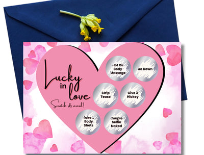 Bedroom adventure scratch card for couples seeking spontaneous foreplay, playful tasks, and deep connection