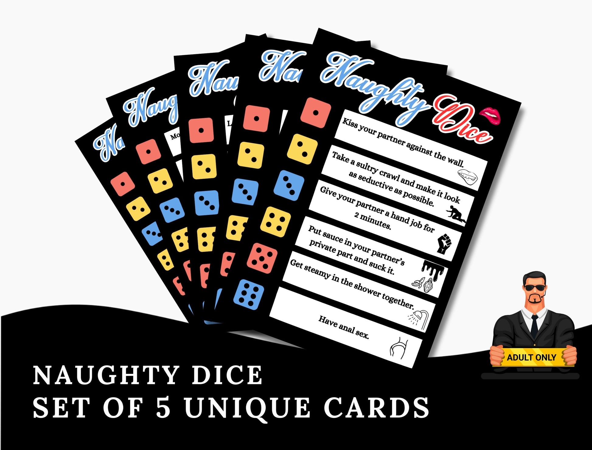 Sexy couple’s bedroom dice game digital download – perfect for anniversaries, Valentine’s Day, or hot nights in with your partner.