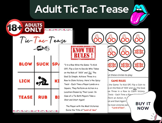 Intimate downloadable Tic Tac Toe game perfect for Valentine’s Day, anniversaries, or romantic evenings together.