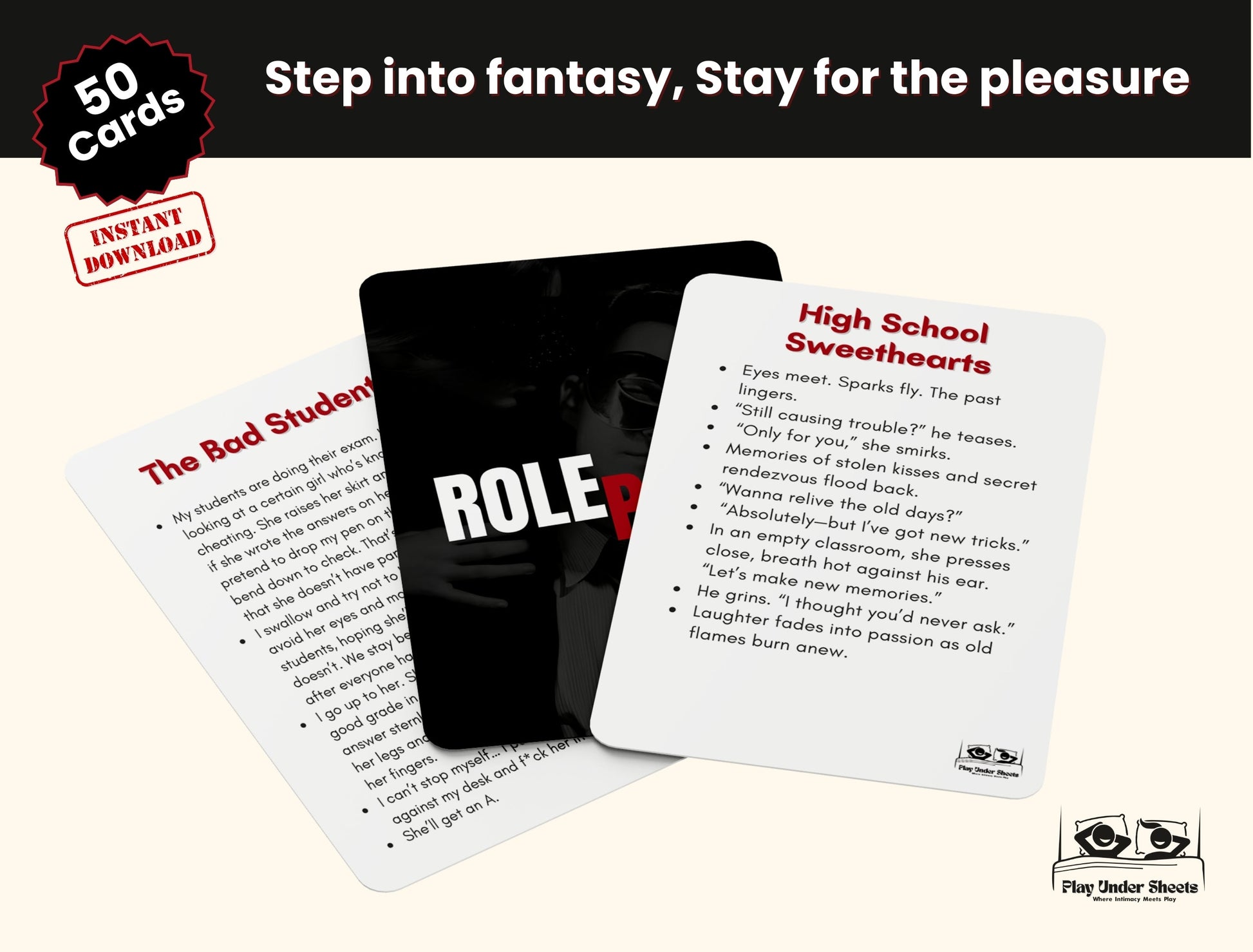 Fun and naughty foreplay card game for couples – digital download perfect for date nights, weekends, or anytime you need to spice things up.