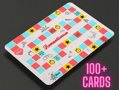 Romantiverse – the ultimate game for couples and friends! Enjoy romantic date nights, drinking challenges, and deep conversations with this fun and interactive adult board game.