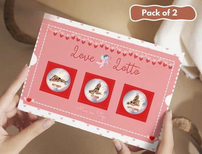 Close-up of romantic scratch card game designed to deepen connection and increase intimacy.