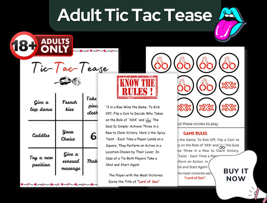 Romantic digital print game that adds excitement and sensual tension to any couple’s game night.