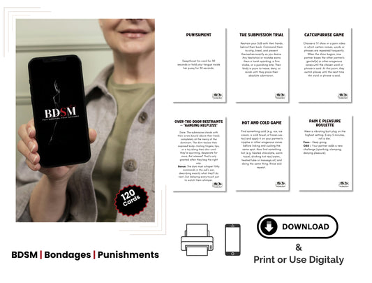Kinky digital download game for couples with bondage, challenges, and erotic intimacy prompts