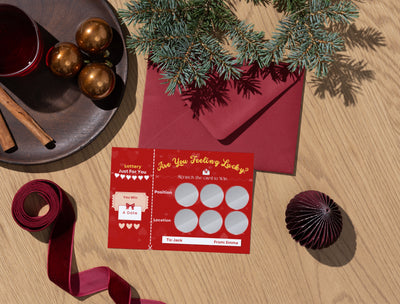Unique couple’s gift idea featuring scratch cards with sexy suggestions to transform any night into a romantic adventure.