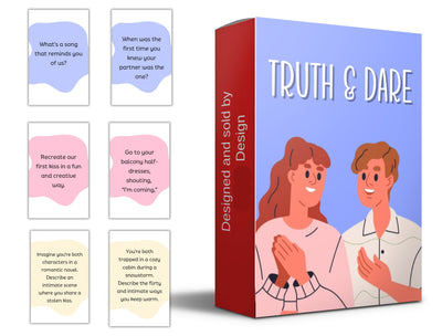 Truth & Dare card game for couples and parties – a fun and exciting intimacy and drinking card game designed for adults. Perfect for date nights, parties, and romantic moments. Includes bold dares, deep conversations, and naughty challenges. Ideal for couples, friends, and groups looking for an adventurous and engaging experience.