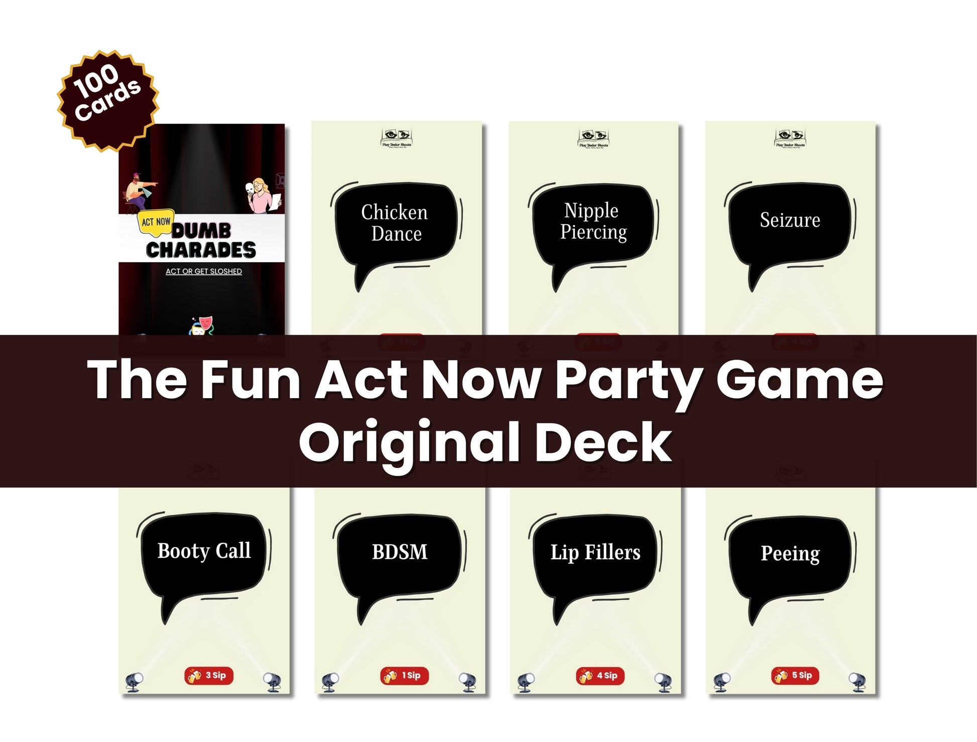 Hilarious dumb charades deck for adults – perfect for parties, birthdays or date nights