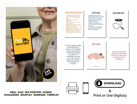 All About Sex is your ultimate intimacy booster: a downloadable card deck designed for naughty fun and romance.