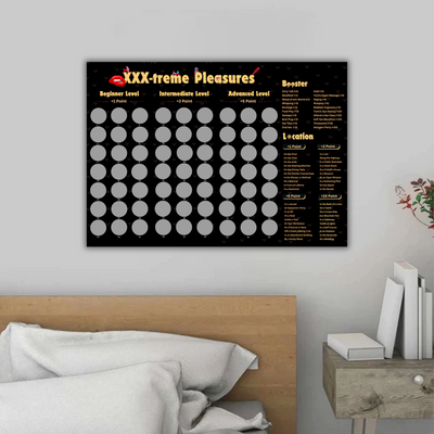 Scratch-off intimacy game with creative foreplay ideas and daring activities, perfect for couples’ date nights or over-18 parties.